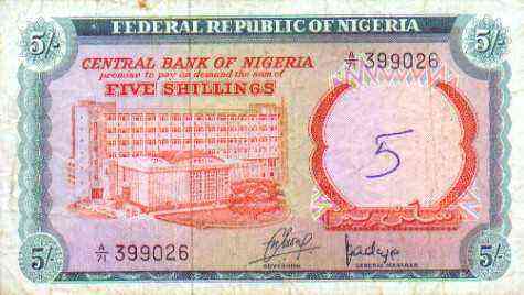 5 Shillings 2 Nigerian Currency Front 1